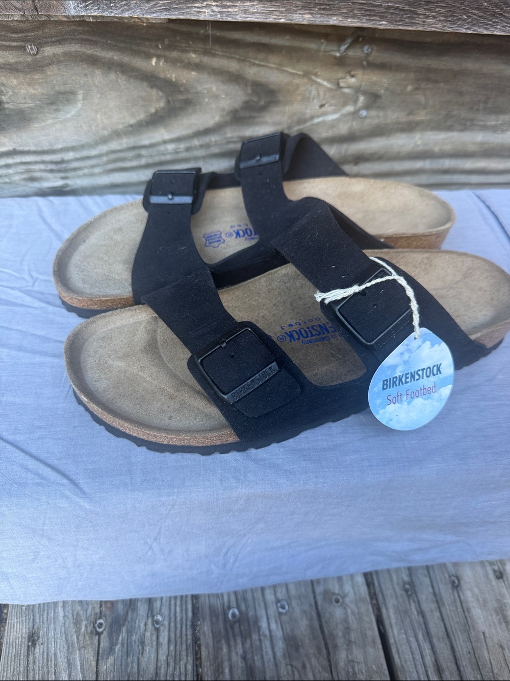 Birkenstock men’s black velvety sandals